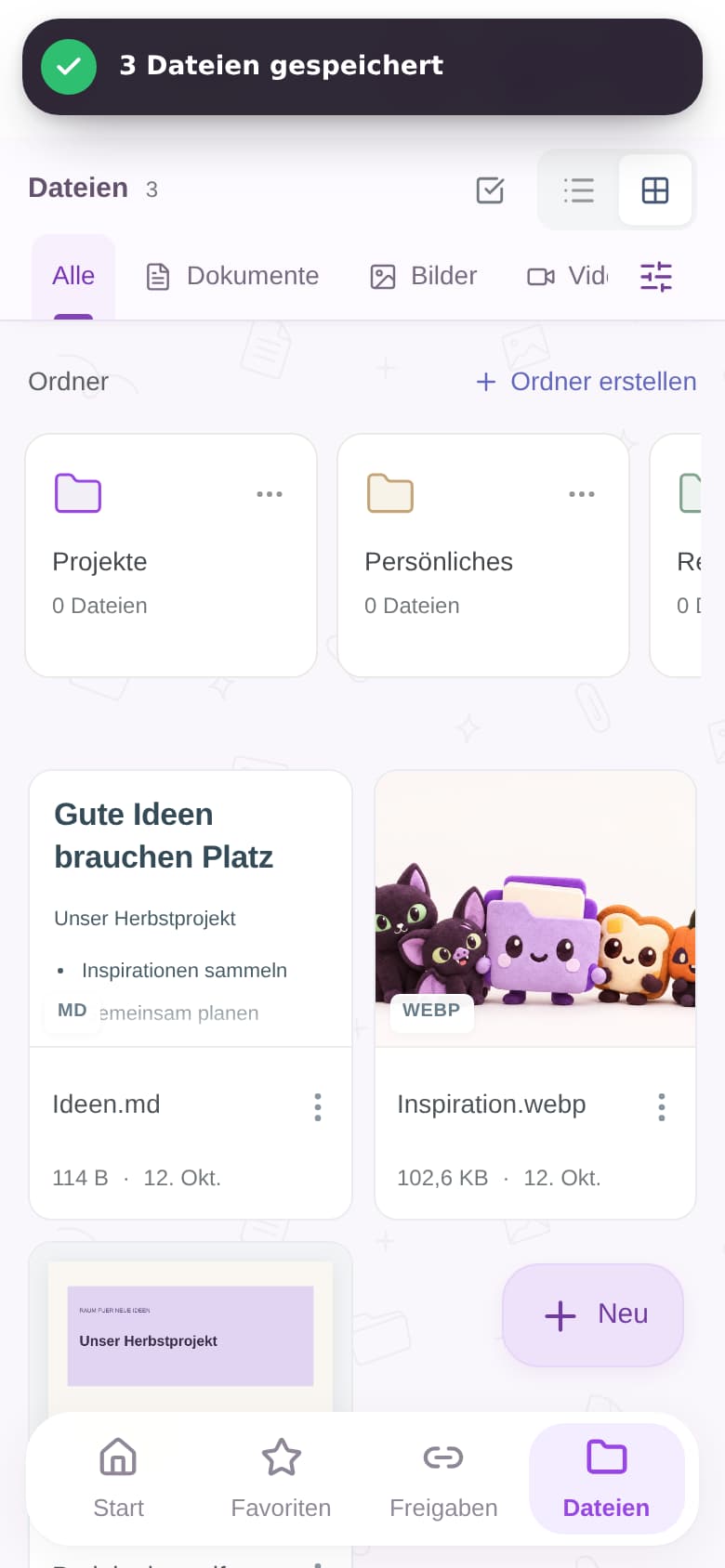 DocsDash auf dem Smartphone mit Dateivorschauen und mobiler Navigation